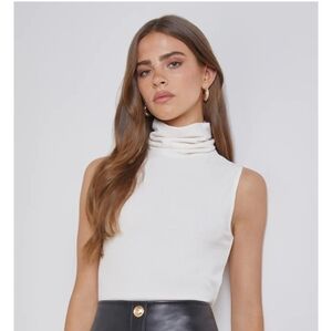 NWT L'Agence Ceci Sleeveless Turtleneck In Off White Size M